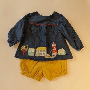 Mini Boden sailor outfit with top and corduroy shorts - 12-18 months